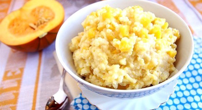 Простая пшенная каша с тыквой