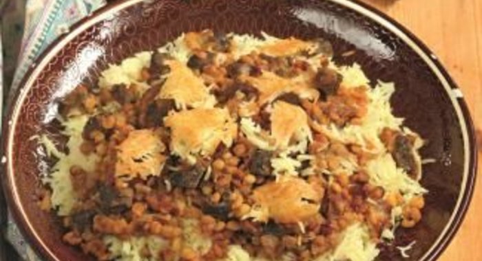 Плов с бараниной и айвой