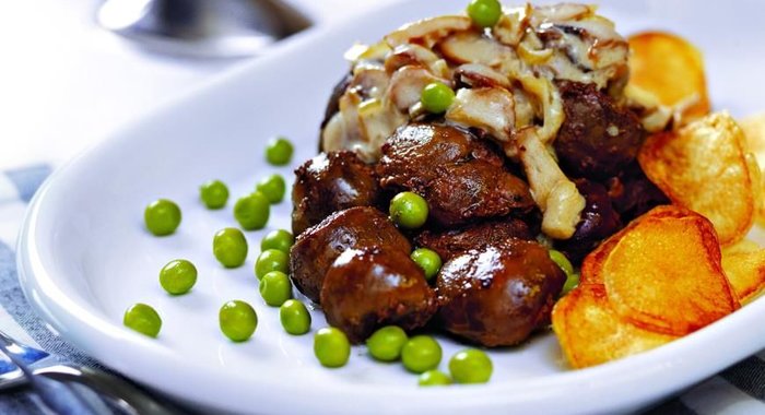 Куриные потрошки с кремом Кальвадос