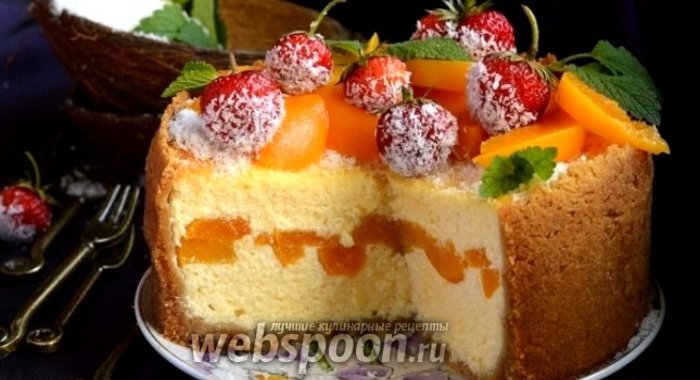 Кокосовый сырник с персиковой прослойкой