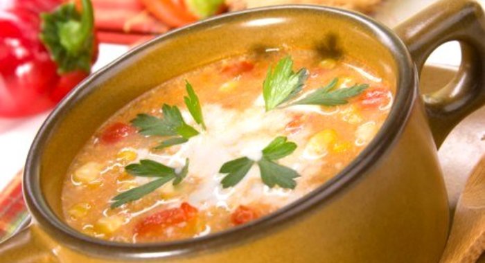 Острый овощной суп с цветной капустой