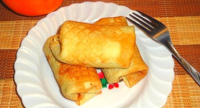 Блинные конвертики с уткой