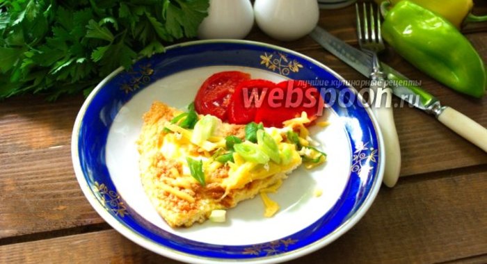 Омлет с сыром, перцем и зелёным луком