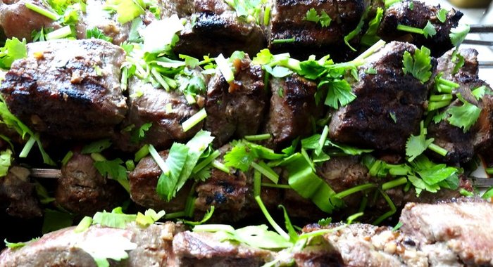 Шашлык из телячьей печени с коньяком