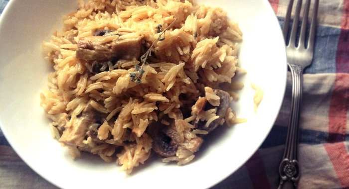 Сливочный рис с шампиньонами и орегано