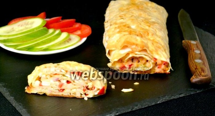 Рулет из лаваша, запечённый в духовке