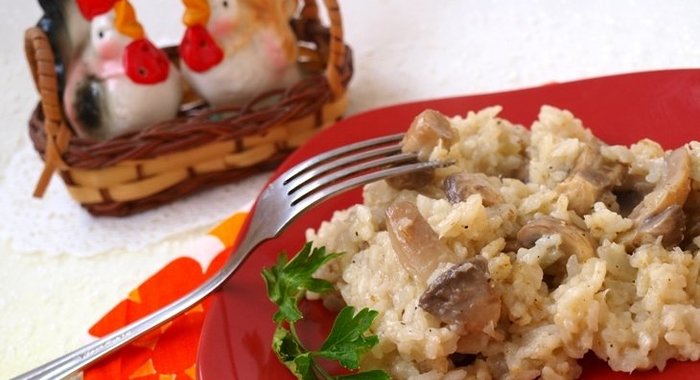 Шила-плов с шампиньонами