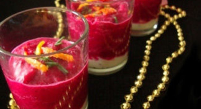 Веррины со свекольно-мандариновым муссом и сырной подушкой