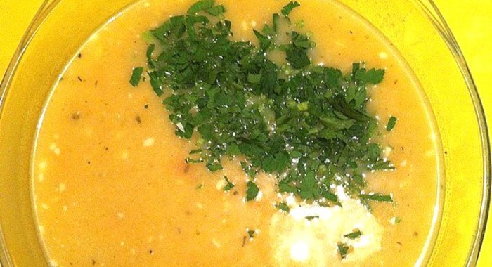 Сырный суп-пюре с сухариками