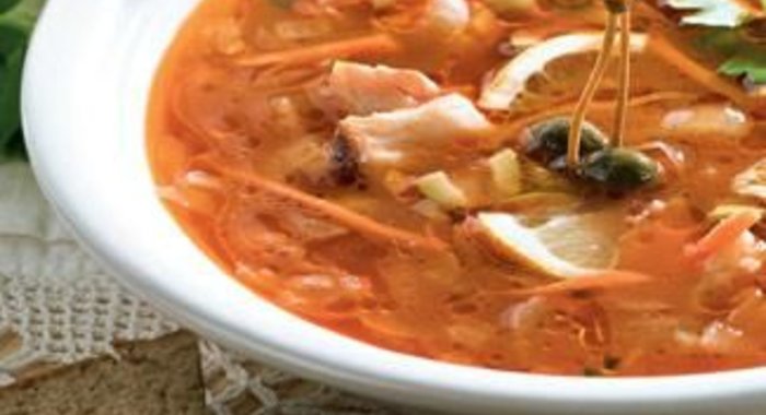 Солянка с осетриной