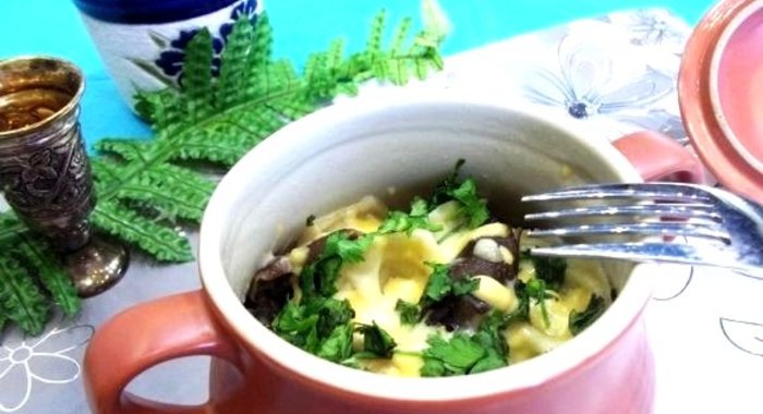 Пельмени, запеченные с грибами