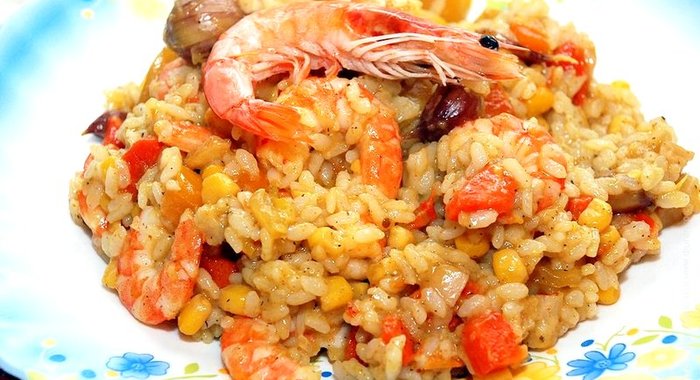 Плов с креветками