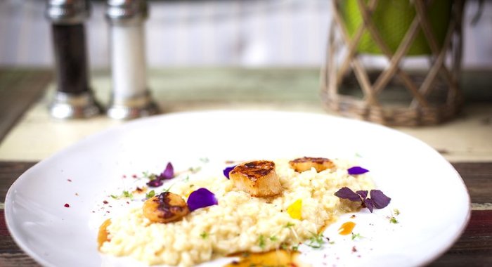 Лимонное ризотто с гребешками из ресторана Christian