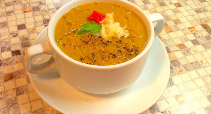 Суп-пюре из запеченных баклажанов