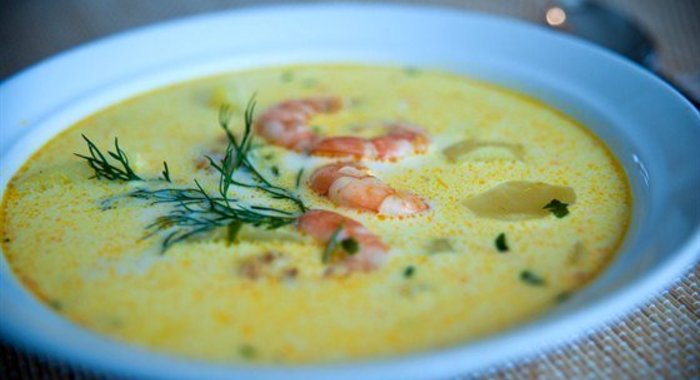 Сырный суп с креветками