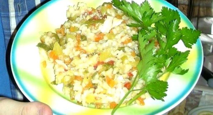 Ризотто с курицей, кабачками и болгарским перцем