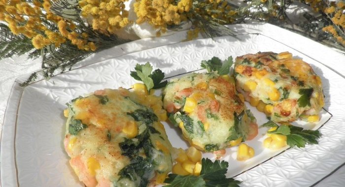 Котлеты из креветок и кукурузы