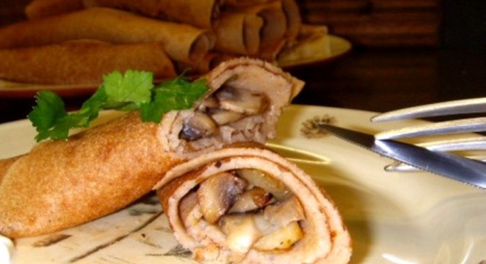 Блины, фаршированные грибами