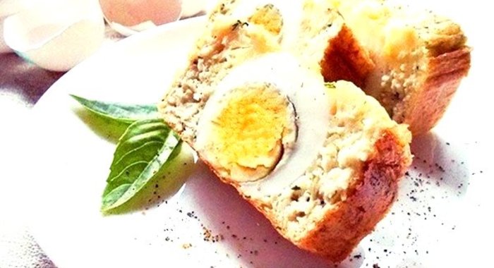 Запеченный омлет с куриным филе