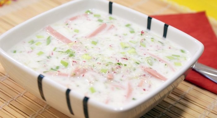 Окрошка на кефире и минералке