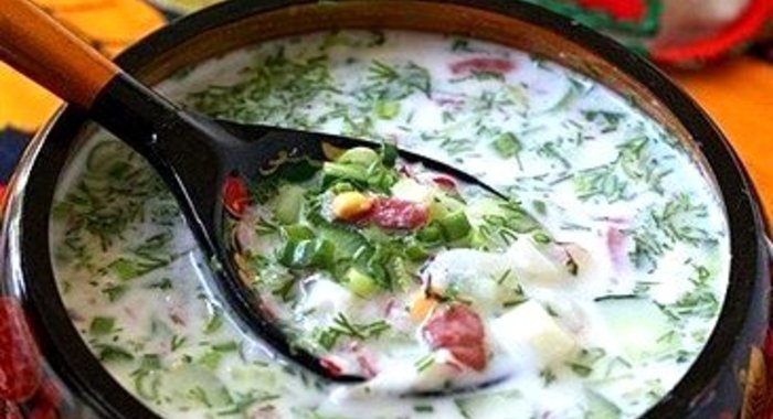 Окрошка на кефире и газированной воде