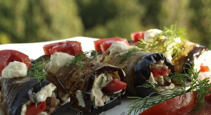 Баклажанные рулетики Тёщин язык