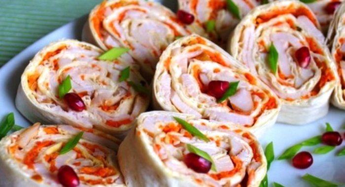 Лаваш с корейской морковкой