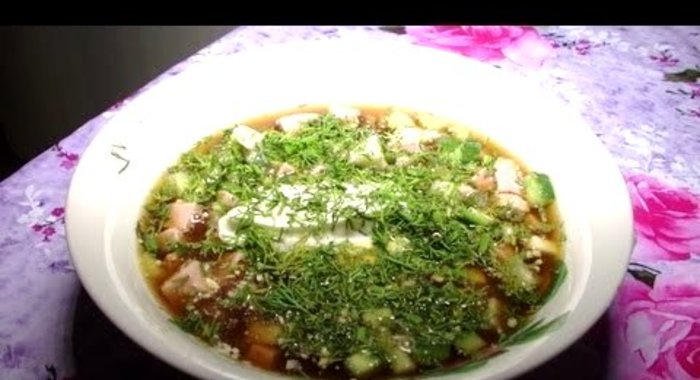 Постная окрошка с грибами