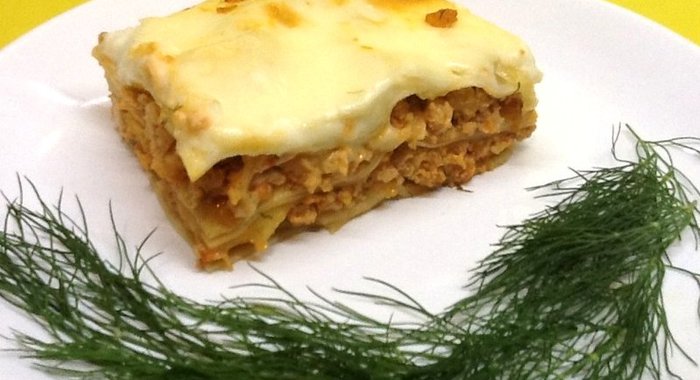 Лазанья с куриным фаршем