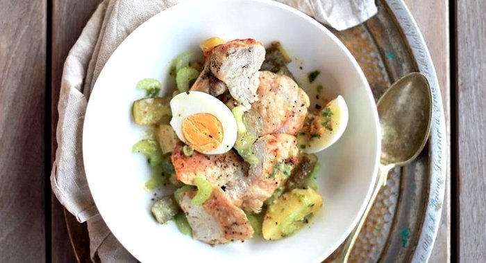 Картофельный салат с запеченной цесаркой