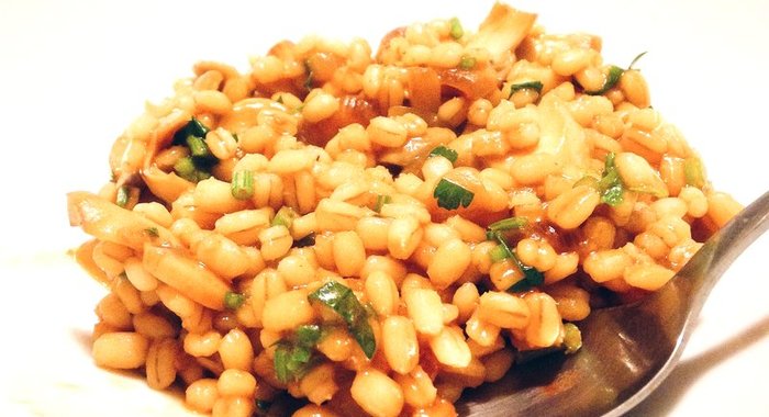 Ризотто «суровое» из перловки с грибами