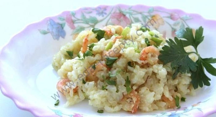 Сливочный ризотто с креветками