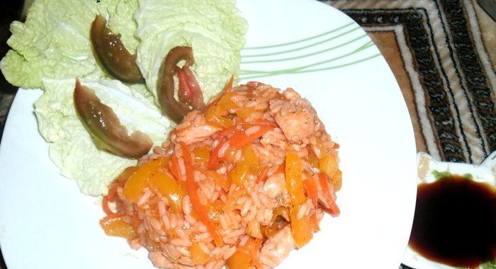 Овощи с рисом и мясом