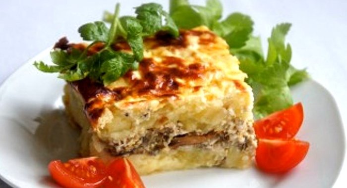 Запеканка с курицей и грибами