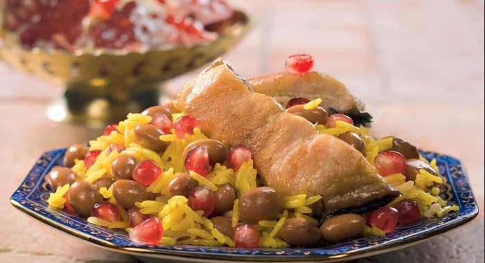 Азербайджанский плов с рыбой Машлобиялы аш