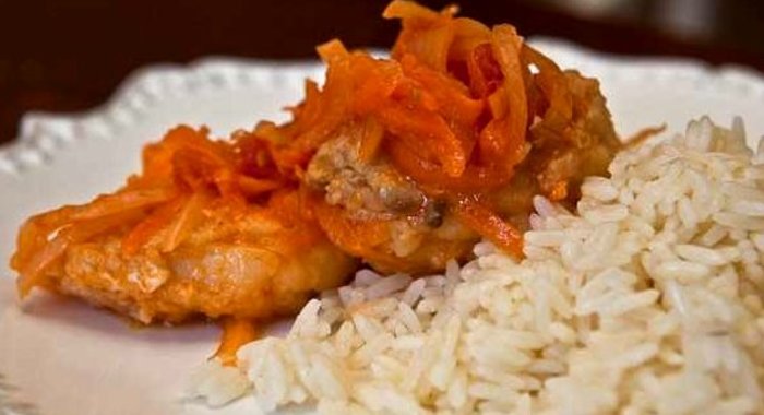 Рыба с овощами под маринадом