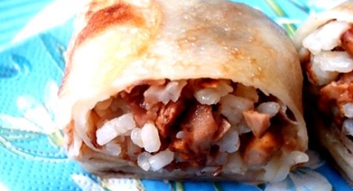 Блинчики с грибами и рисом