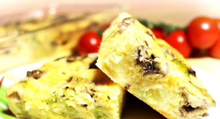 Запеканка с грибами и брокколи