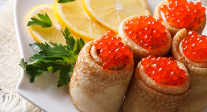 Блины с красной икрой