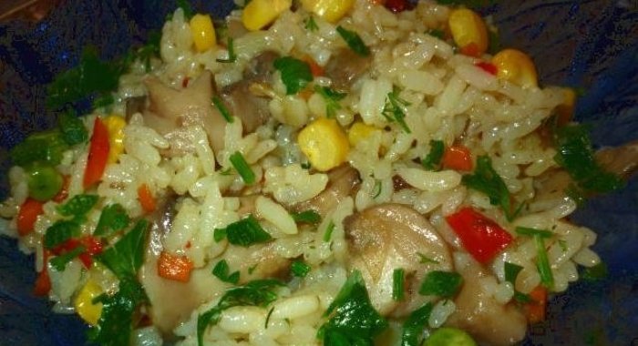 Плов с грибами и овощами