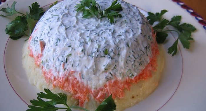 Слоеный картофельный салат