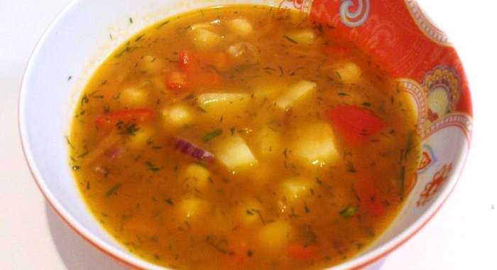 Овощной суп с нутом