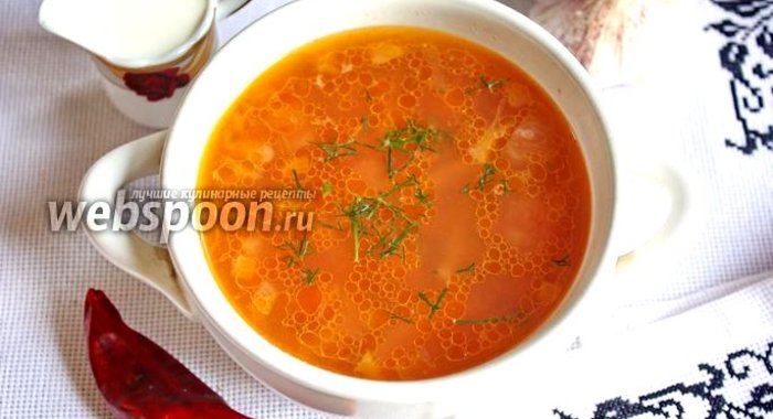 Борщ с грибами на курином бульоне