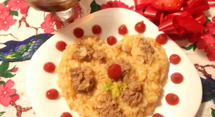 Рисовая каша с куриным фаршем