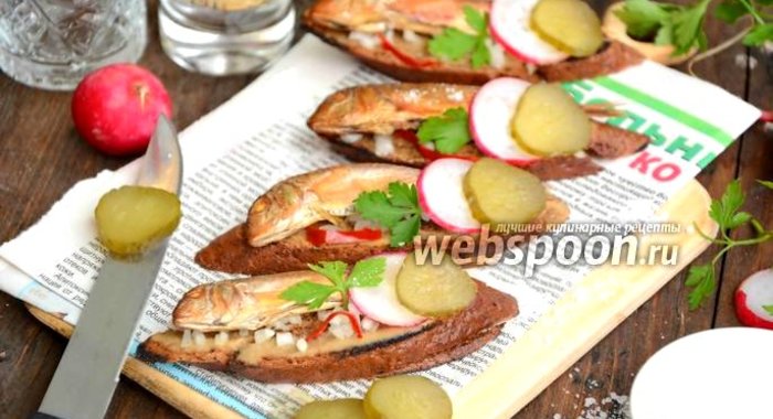 Бутерброды с копчёной барабулькой