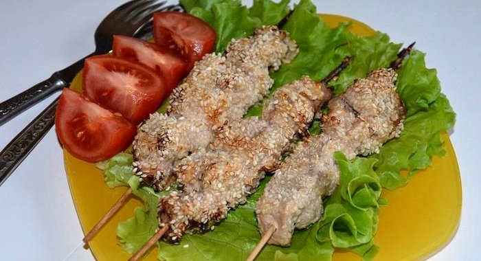 Шашлык из свинины с кунжутом в аэрогриле
