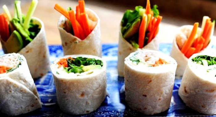 Овощные роллы из лепешек тортильяс