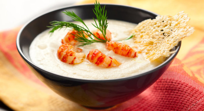 Сырный суп с креветками