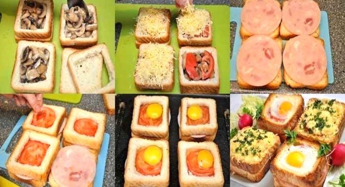 Бутерброды с ветчиной и яйцом к завтраку