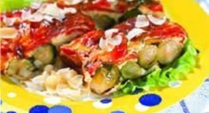 Запеканка из брюссельской капусты с миндалем